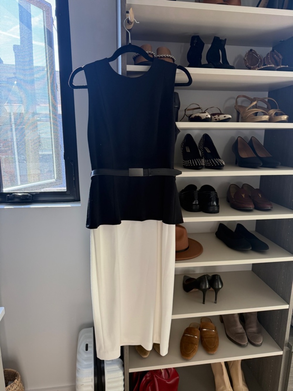 Calvin Klein Women's Crewneck Color-Block Midi Dress